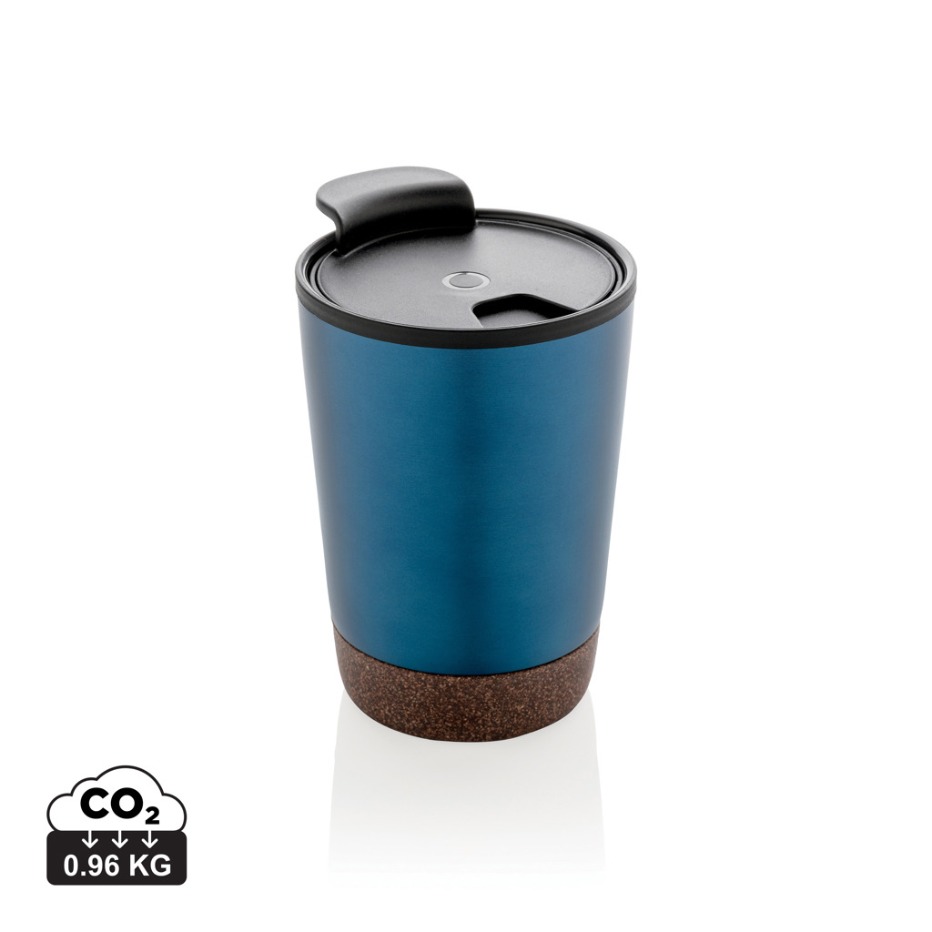 Gobelet isotherme | Acier inoxydable recyclé | 300ml | Base unique en liège | bleu