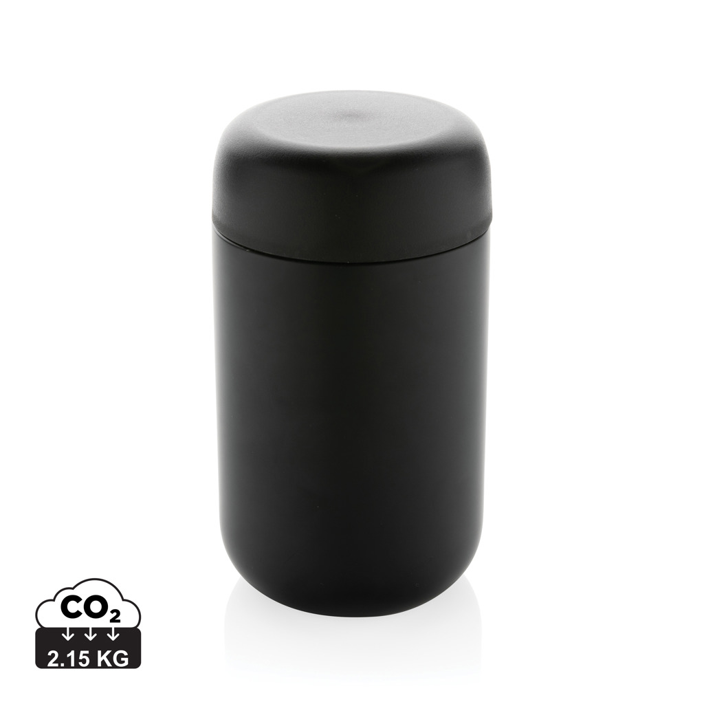 Bicchiere termico | Acciaio inossidabile riciclato | 360ml | Con coperchio a vite | Sostenibile | nero