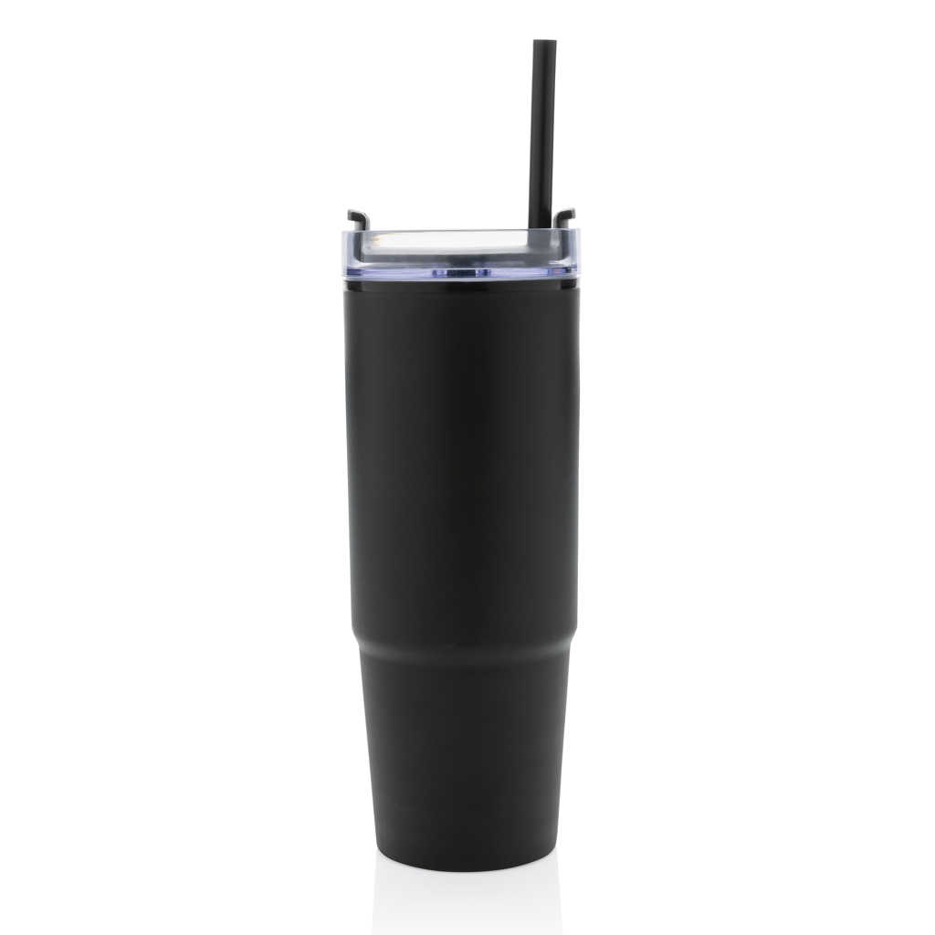 Gobelet avec poignée | PP recyclé | 900ml | Avec paille | Durable | noir Gobelet avec poignée | PP recyclé | 900ml | Avec paille | Durable | noir