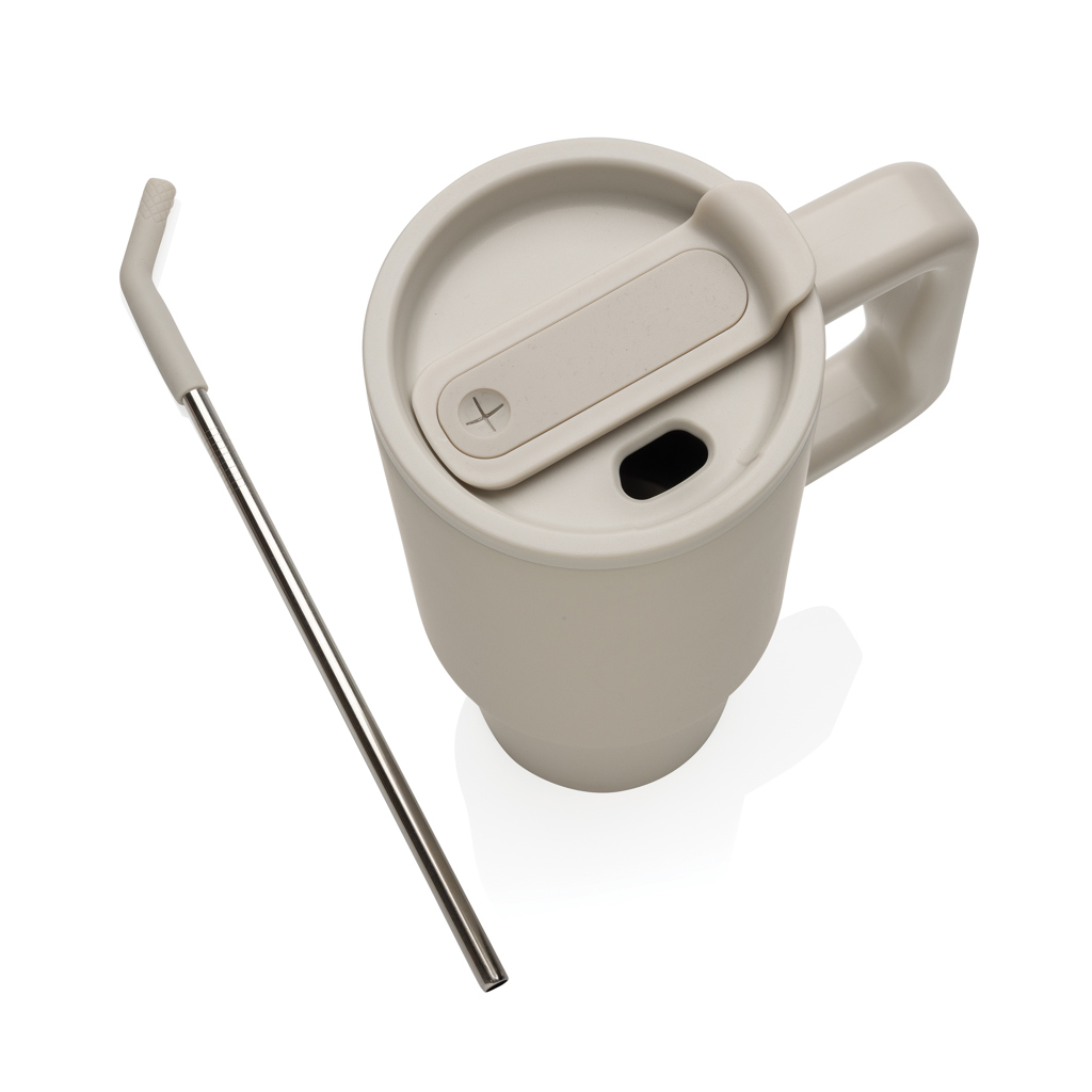 Thermosbeker | rRVS | 900ml | Rietje | Stanley look-a-like | beige Thermosbeker | rRVS | 900ml | Rietje | Stanley look-a-like | beige