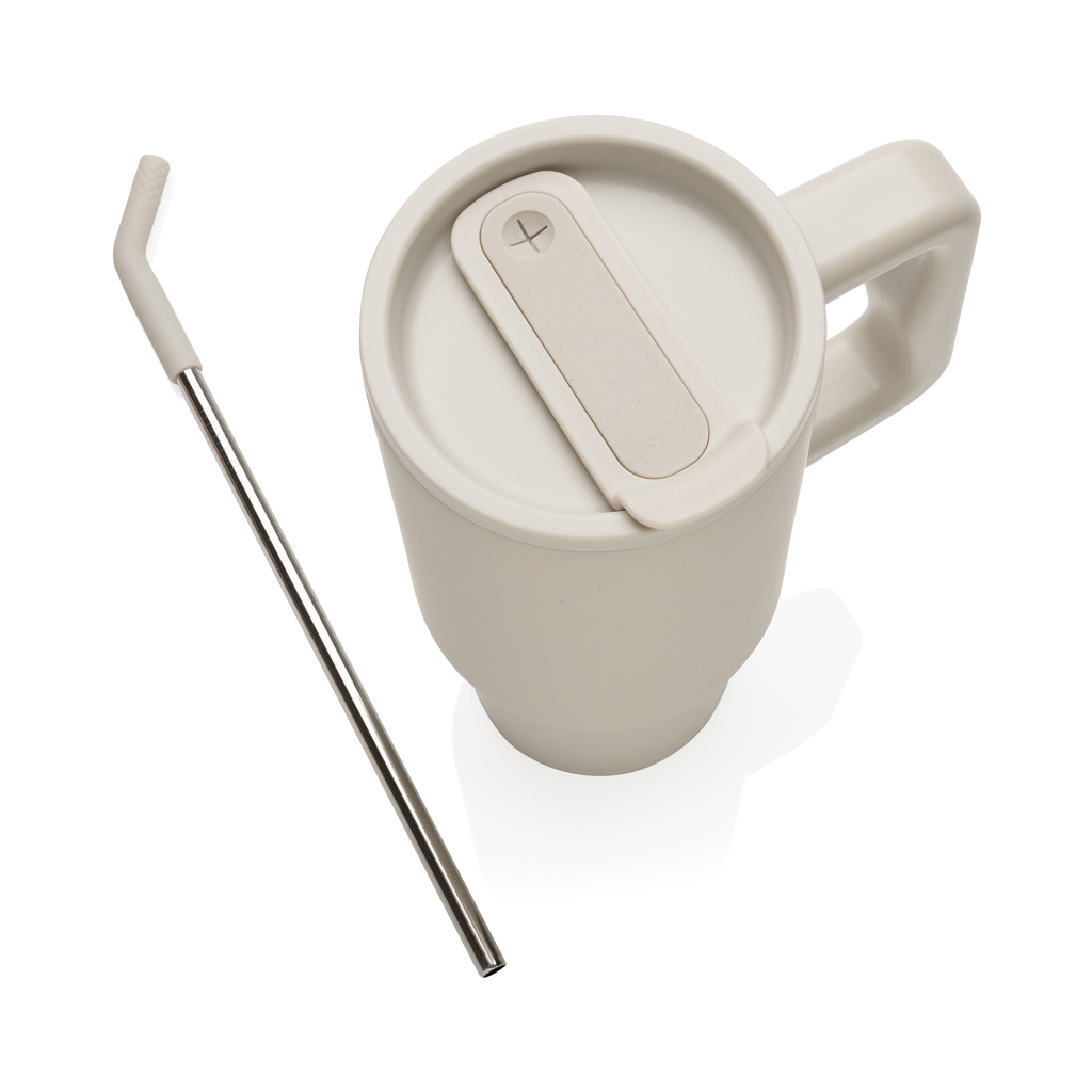 Thermosbeker | rRVS | 900ml | Rietje | Stanley look-a-like | beige Thermosbeker | rRVS | 900ml | Rietje | Stanley look-a-like | beige