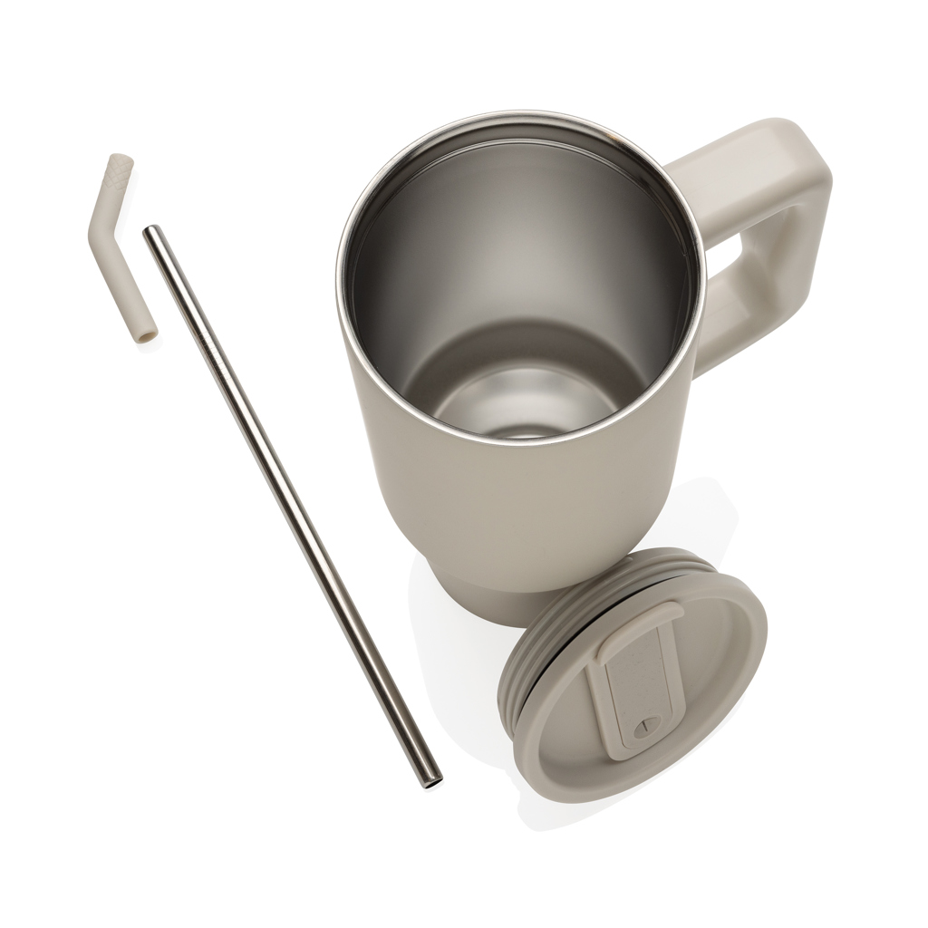 Thermosbeker | rRVS | 900ml | Rietje | Stanley look-a-like | beige Thermosbeker | rRVS | 900ml | Rietje | Stanley look-a-like | beige