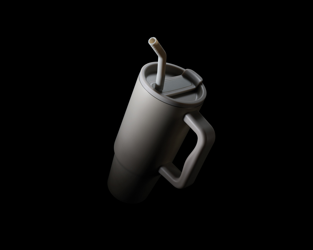 Tumbler | Recycled stainless steel | 900ml | With straw | Bestseller | beige