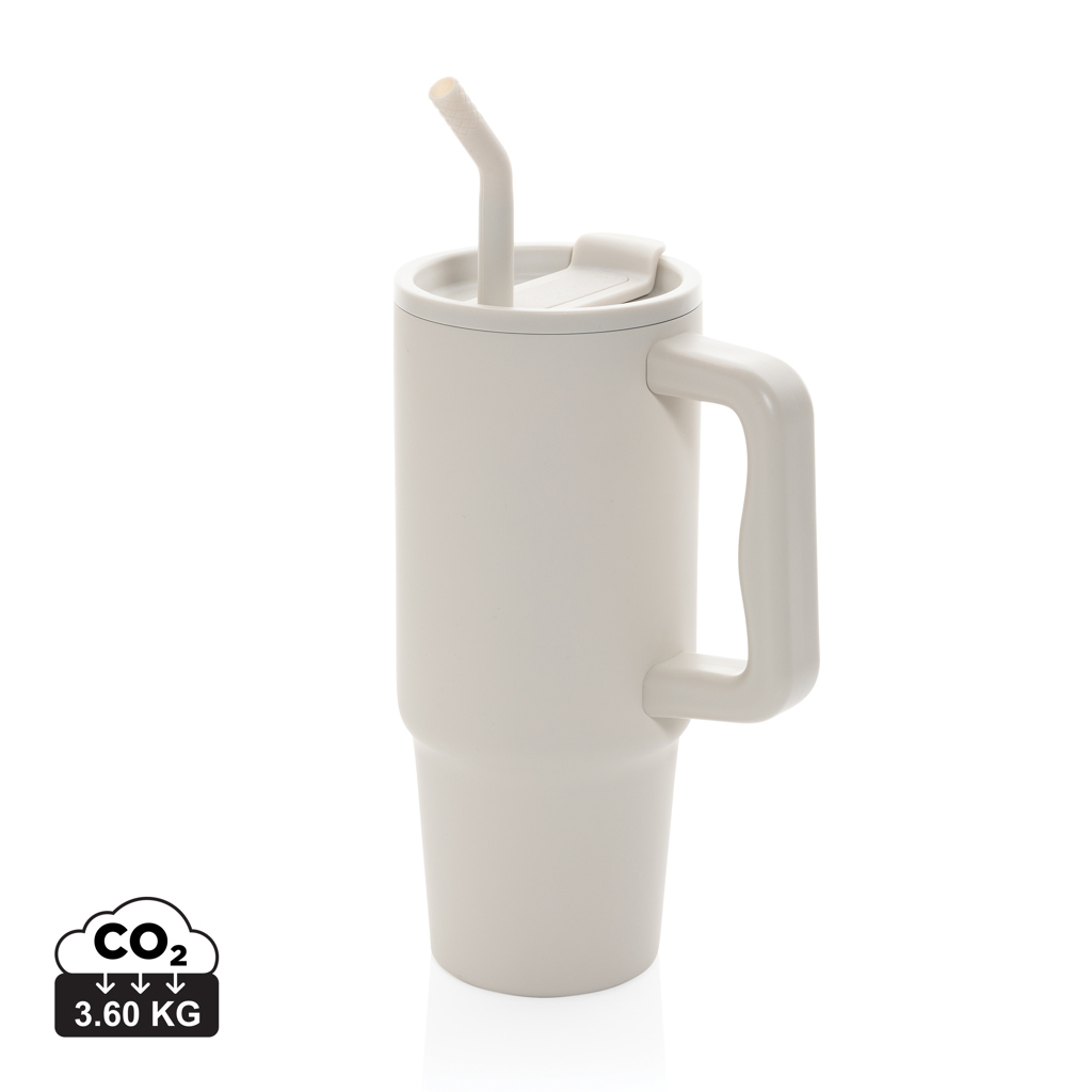 Tumbler | Recycled stainless steel | 900ml | With straw | Bestseller | beige