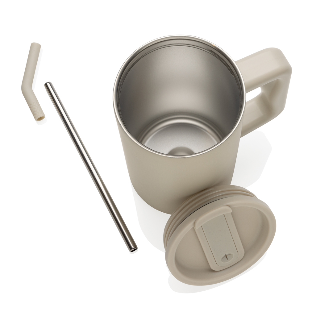 Thermosbecher | Edelstahl | 800ml | Strohhalm | Stanley Doppelgänger | beige