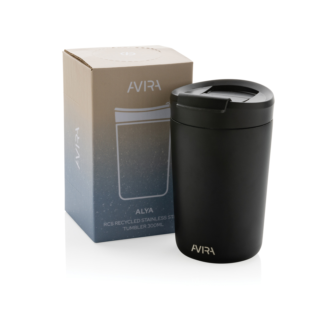 Avira Thermobecher | Recyceltes PP | 300ml | Hält warm bis zu 6h und kalt bis zu 8h | schwarz