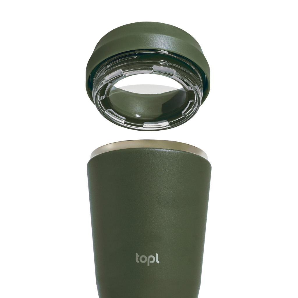 Gobelet isotherme Topl | Acier inoxydable | 354 ml | Couvercle 360° | Froid pendant 6 heures | Chaud pendant 1 heure | vert