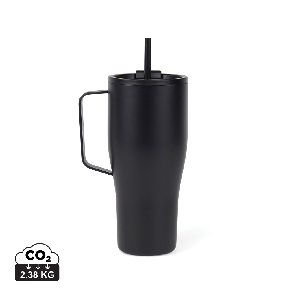 VINGA thermos cup | PP & recycled stainless steel | With a straw | Sustainable | black;black