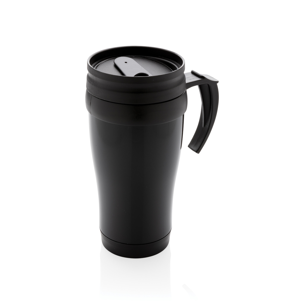 Mug | Stainless steel & PP | 350ml | Lid & base in black | Black (30)