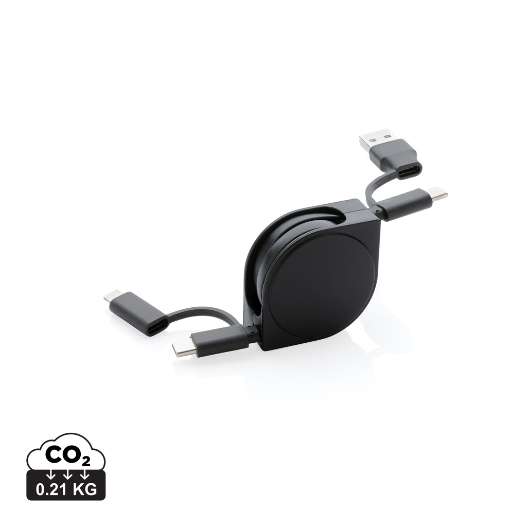 6 in 1 cable | Recycled plastic & TPE | PVC free | black