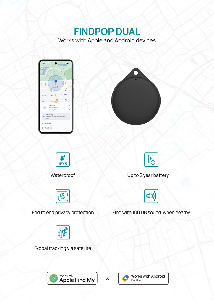 Gegenstandsfinder | RCS-zertifiziertes recyceltes ABS | Apple Find My & Android Find Hub | 100 dB | IPX5 | Schwarz