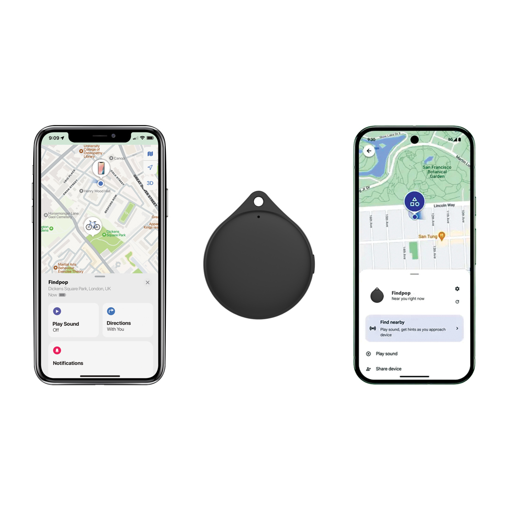 Gegenstandsfinder | RCS-zertifiziertes recyceltes ABS | Apple Find My & Android Find Hub | 100 dB | IPX5 | Schwarz
