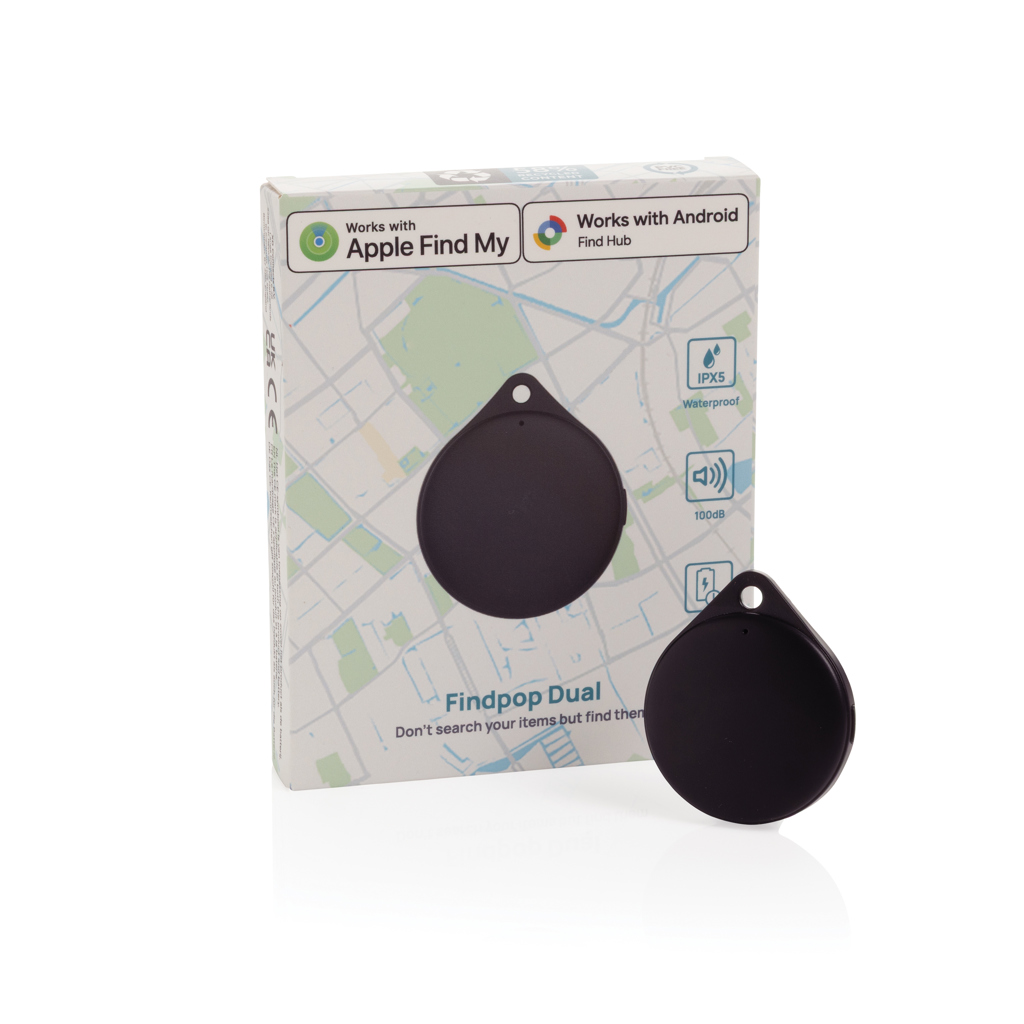 Gegenstandsfinder | RCS-zertifiziertes recyceltes ABS | Apple Find My & Android Find Hub | 100 dB | IPX5 | Schwarz