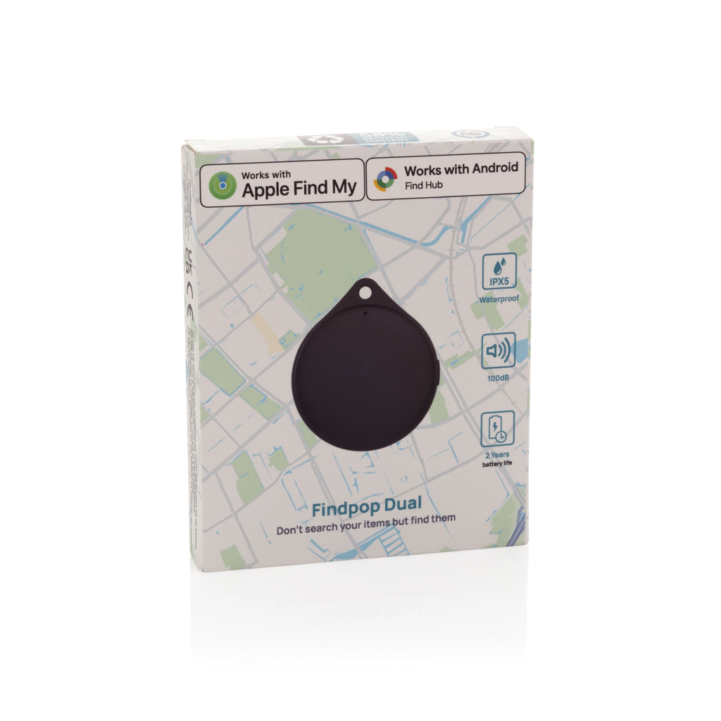 Gegenstandsfinder | RCS-zertifiziertes recyceltes ABS | Apple Find My & Android Find Hub | 100 dB | IPX5 | Schwarz
