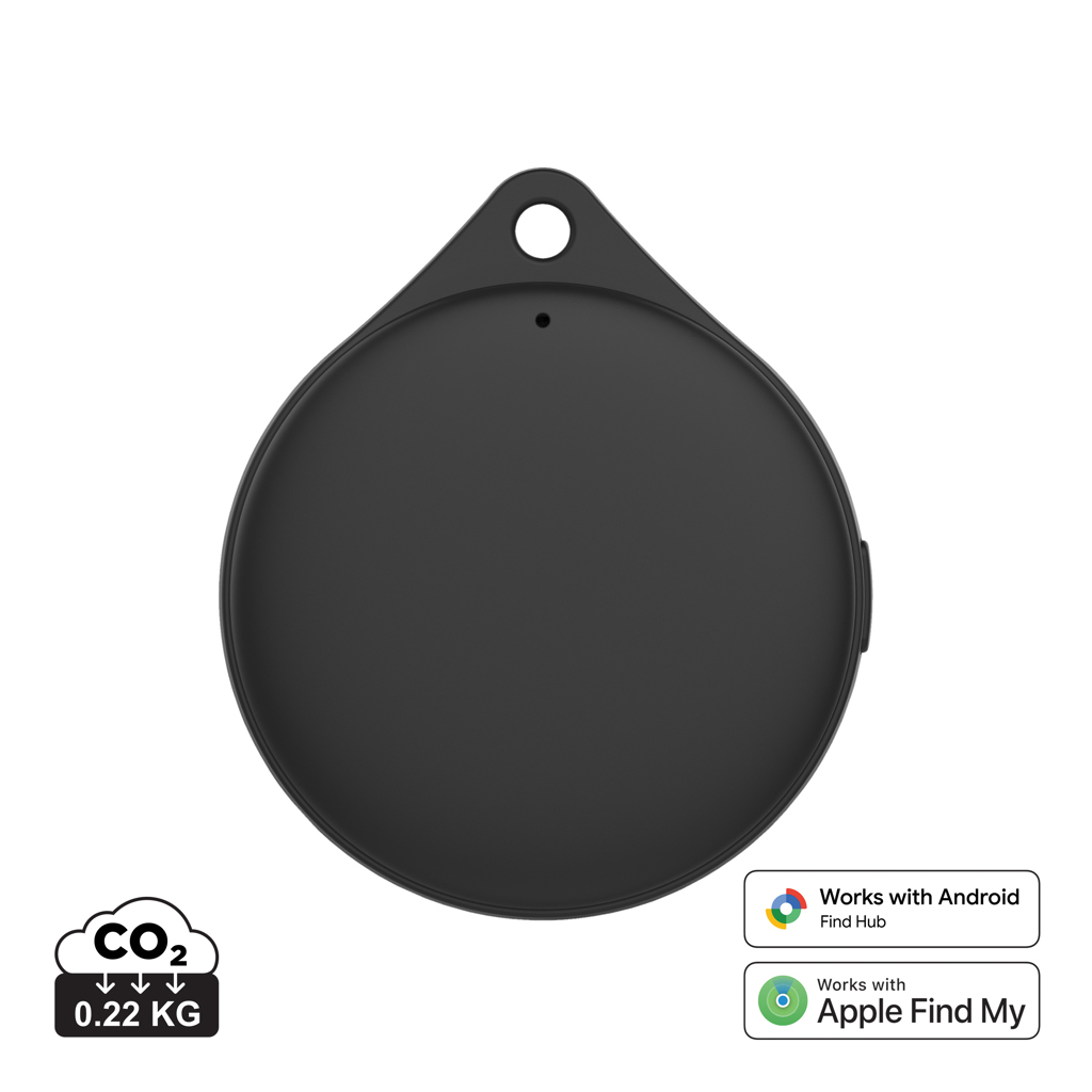 Gegenstandsfinder | RCS-zertifiziertes recyceltes ABS | Apple Find My & Android Find Hub | 100 dB | IPX5 | Schwarz