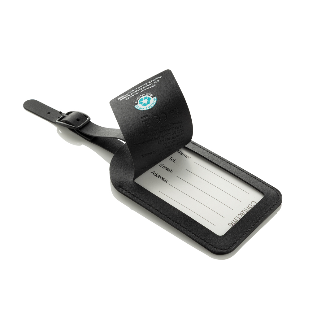 Étiquette bagage | Polyester recyclé RCS | Localisation mondiale | Compatible Apple Find My | Noir