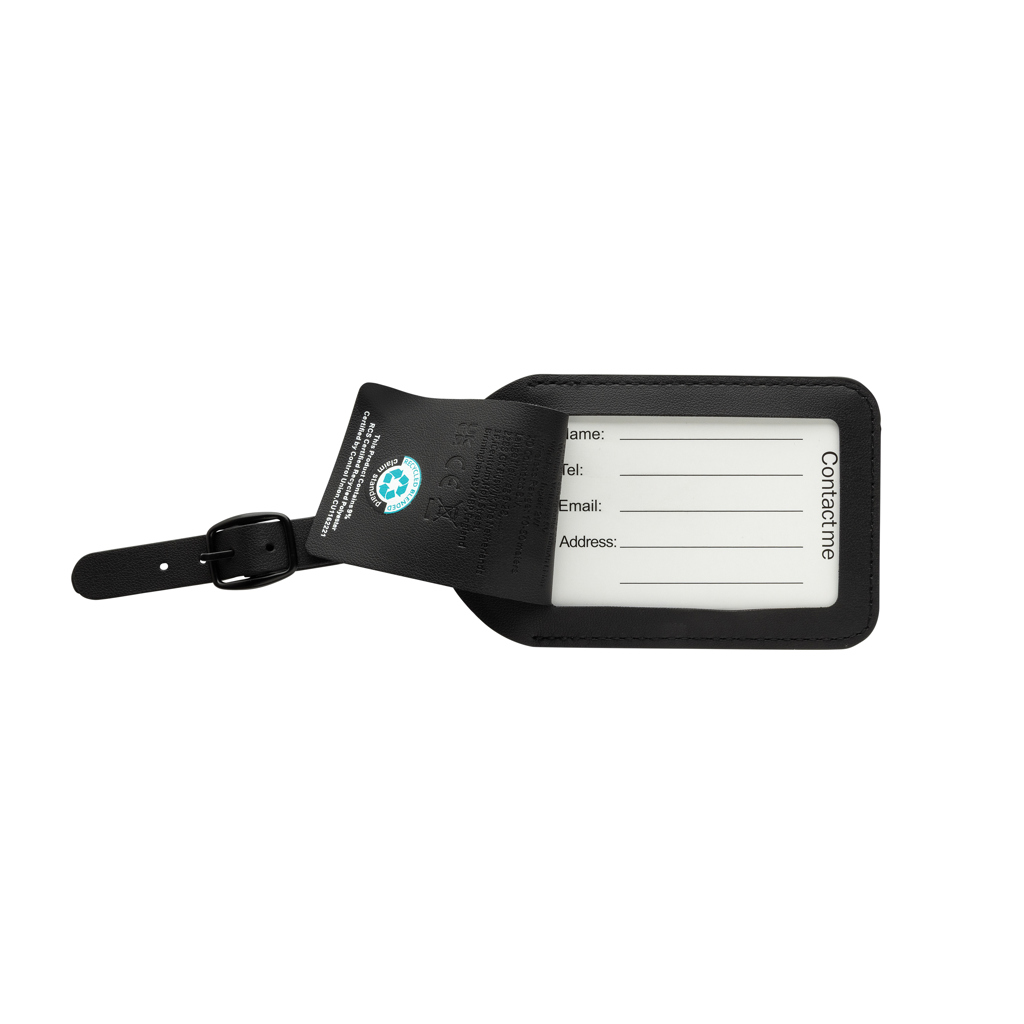 Étiquette bagage | Polyester recyclé RCS | Localisation mondiale | Compatible Apple Find My | Noir