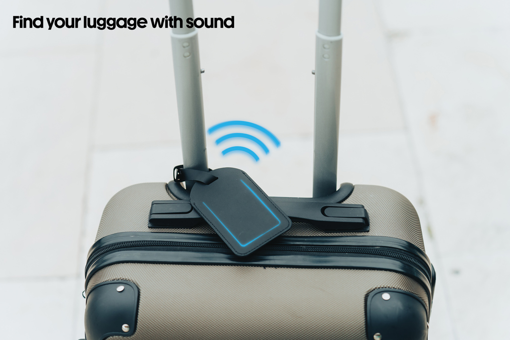 Étiquette bagage | Polyester recyclé RCS | Localisation mondiale | Compatible Apple Find My | Noir