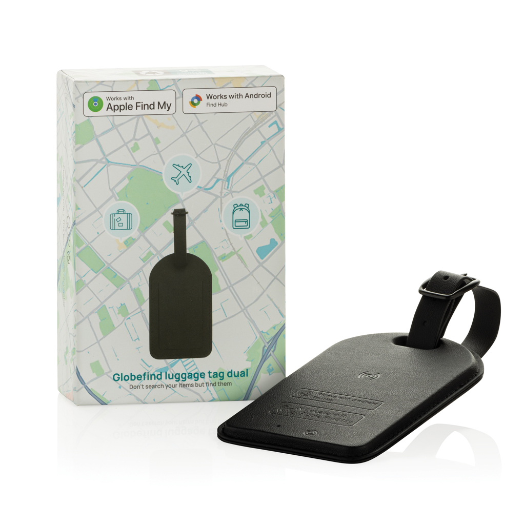 Globefind Dual RCS luggage tag with worldwide locating | black