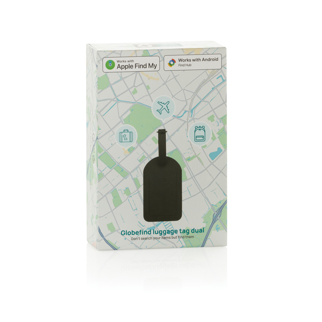 Globefind Dual RCS luggage tag with worldwide locating | black