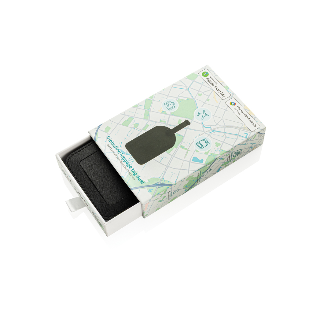 Globefind Dual RCS luggage tag with worldwide locating | black