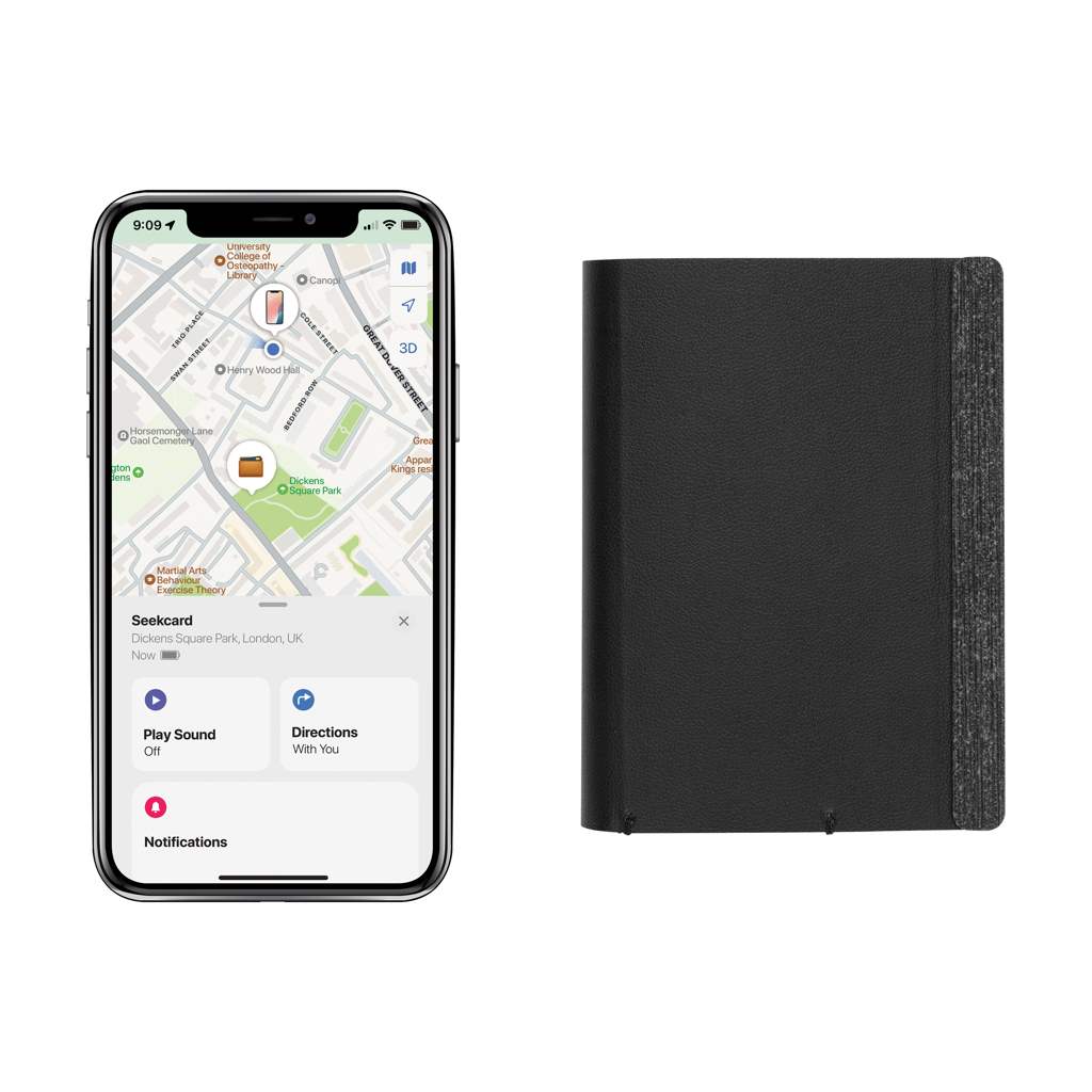 Seekcard Kartenetui | RCS-Recyclingpolyester | Weltweite Ortung | black