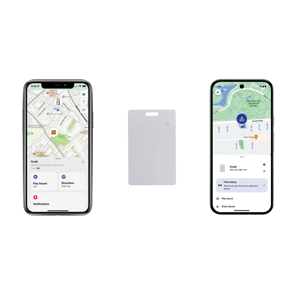 Findit Dual | rPlastic | Card localizzatrice ultrasottile | Ricaricabile | white