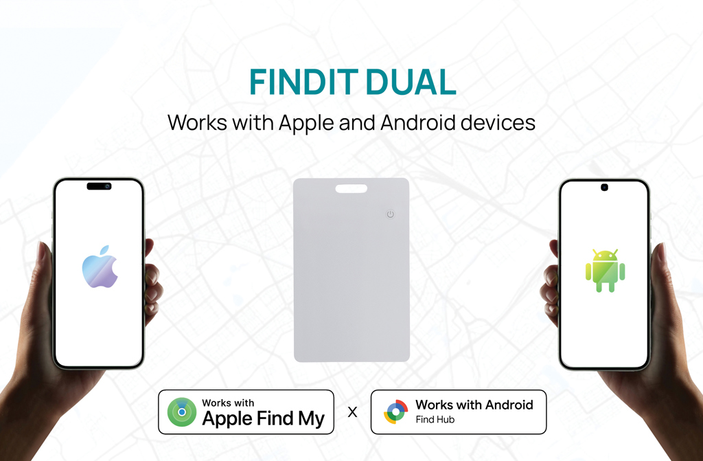 Findit Dual | rPlastic | Card localizzatrice ultrasottile | Ricaricabile | white