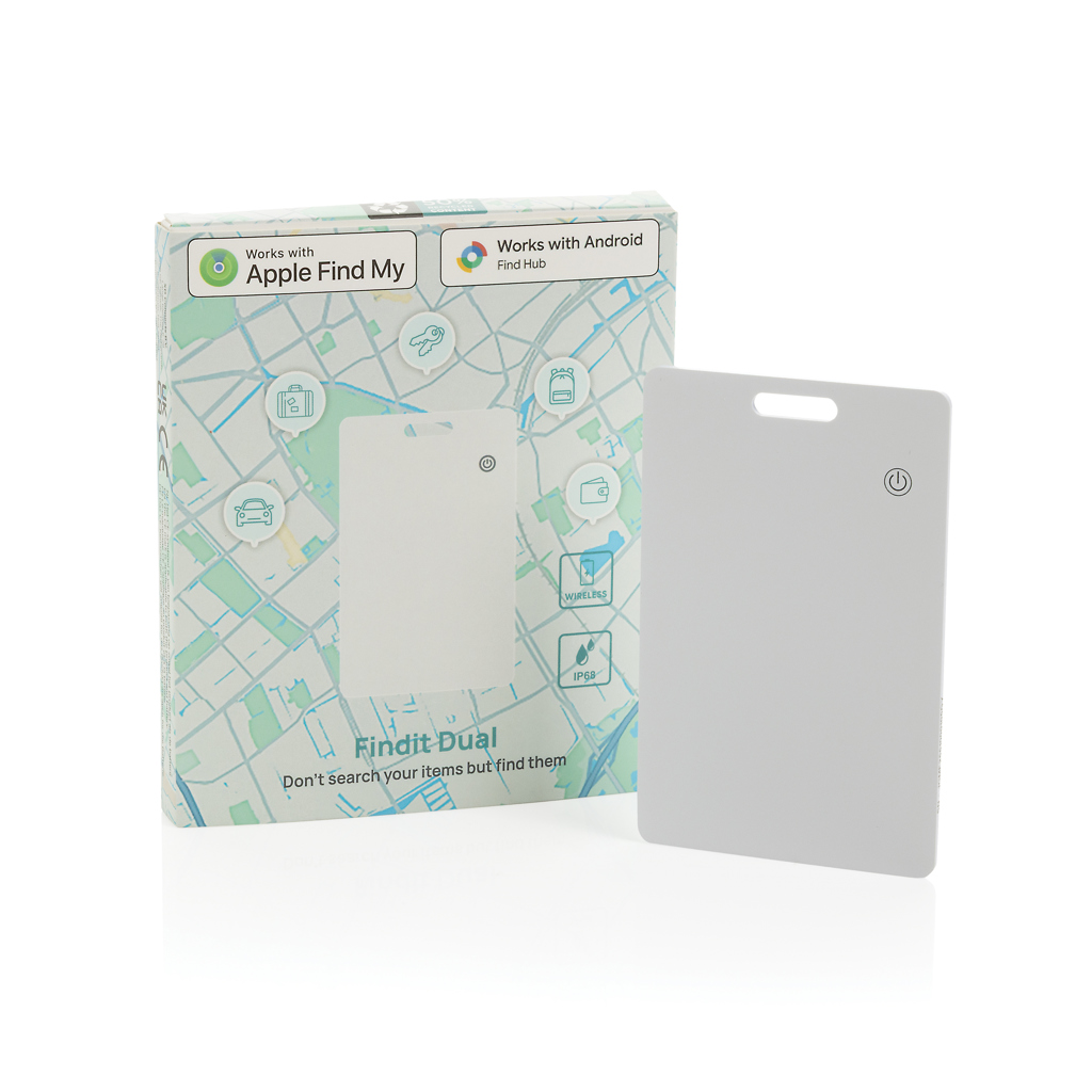 Findit Dual | rPlastic | Card localizzatrice ultrasottile | Ricaricabile | white