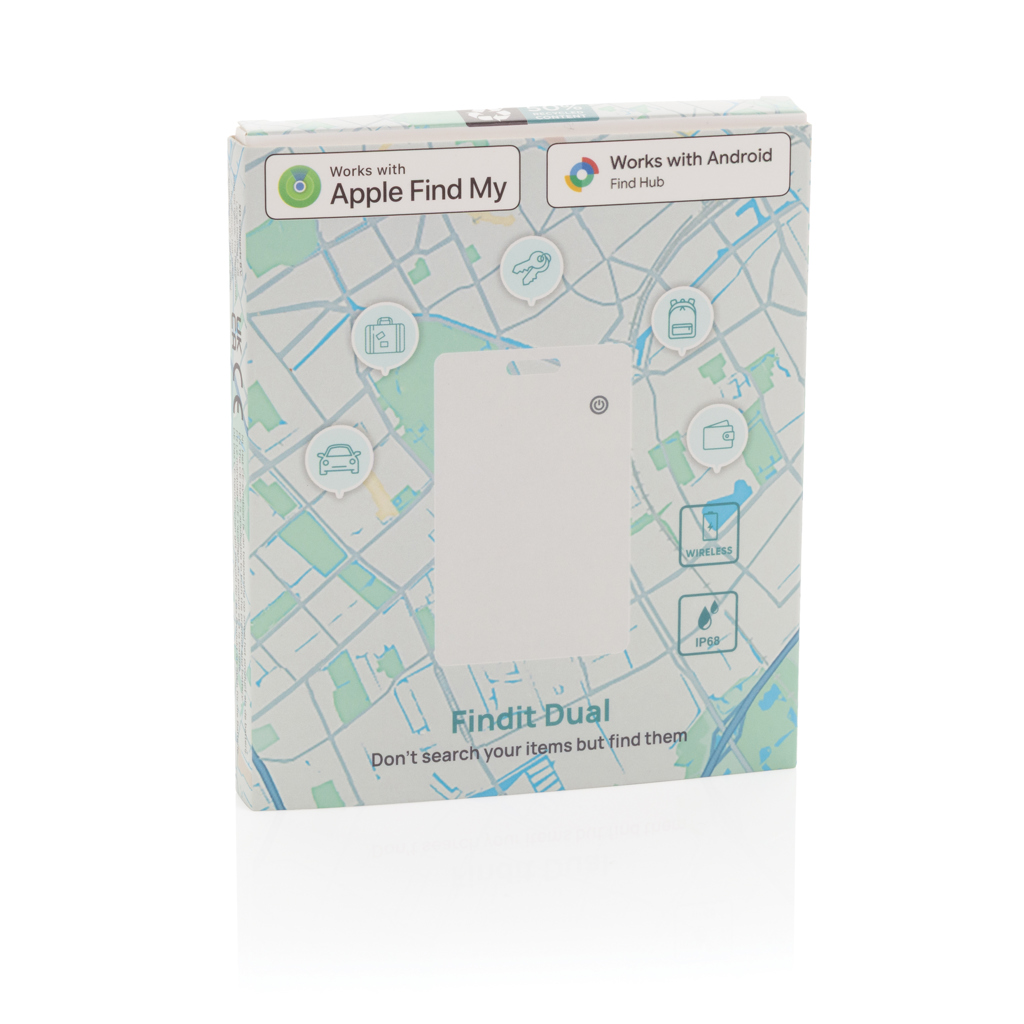 Findit Dual | rPlastic | Card localizzatrice ultrasottile | Ricaricabile | white