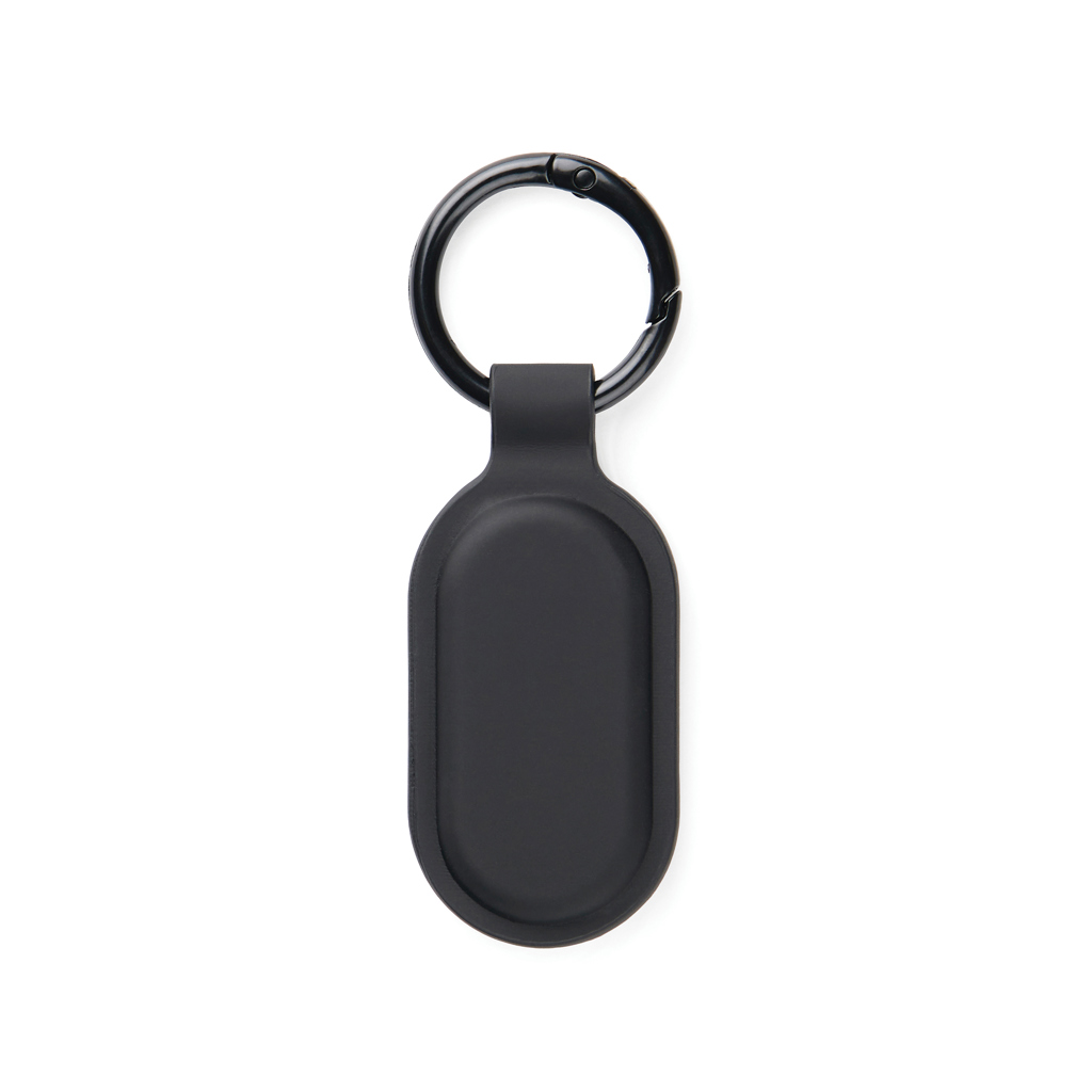 Schlüsselanhänger mit Gegenstandsfinder | RCS-zertifiziertes recyceltes ABS mit PU-Beschichtung | Apple Find My & Android Find Hub | Bluetooth 5.2 | 75–85 dB | Schwarz