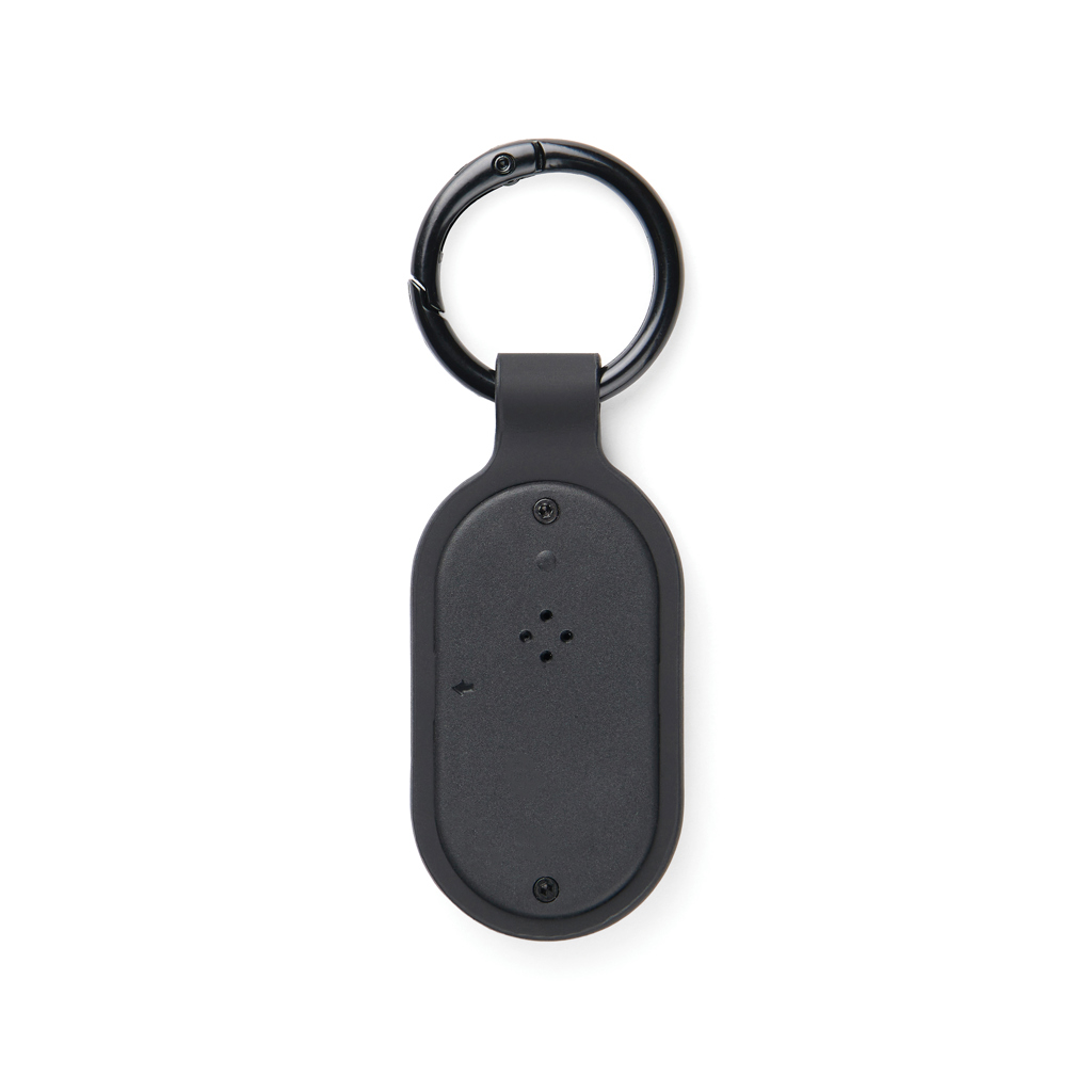Schlüsselanhänger mit Gegenstandsfinder | RCS-zertifiziertes recyceltes ABS mit PU-Beschichtung | Apple Find My & Android Find Hub | Bluetooth 5.2 | 75–85 dB | Schwarz