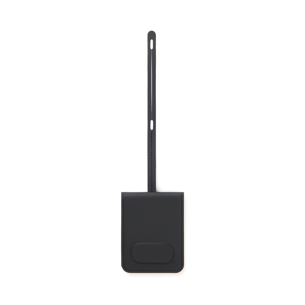 Gepäckanhänger mit Gegenstandsfinder | RCS-zertifiziertes recyceltes ABS mit PU-Beschichtung | Apple Find My & Android Find Hub | Bluetooth 5.2 | 10x7,5x1 cm | Schwarz