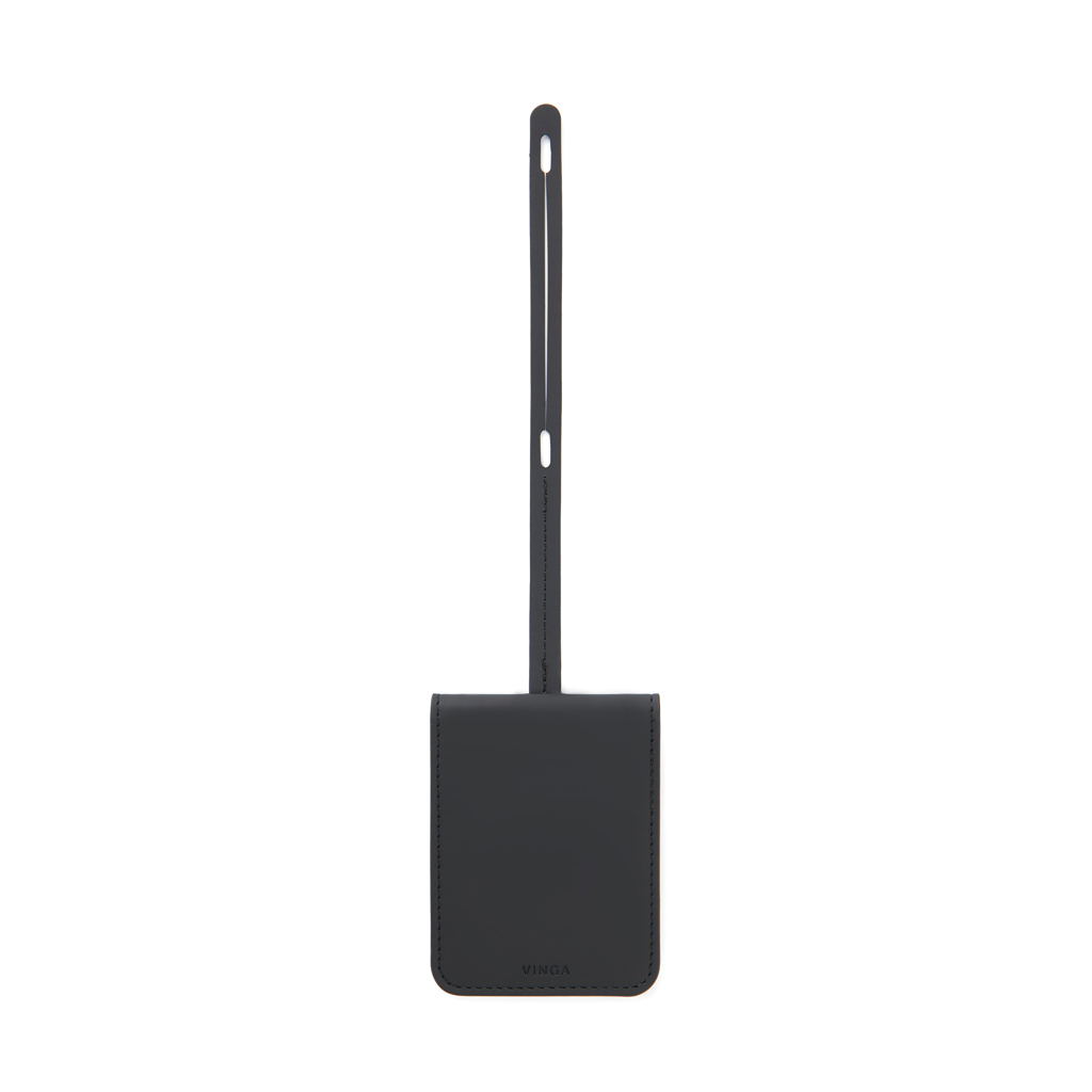 Gepäckanhänger mit Gegenstandsfinder | RCS-zertifiziertes recyceltes ABS mit PU-Beschichtung | Apple Find My & Android Find Hub | Bluetooth 5.2 | 10x7,5x1 cm | Schwarz