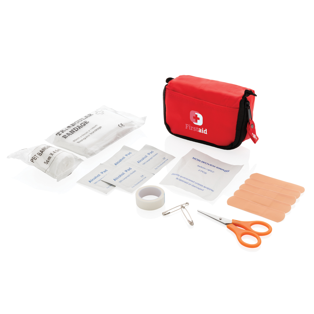 Eerstehulpset | Polyester | Meerdere artikelen | Met etui | Rood (186)