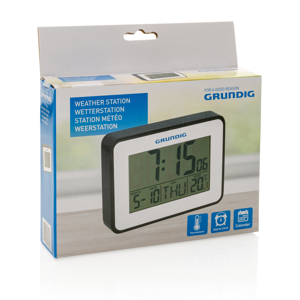Grundig weerstation met alarm en kalender wit