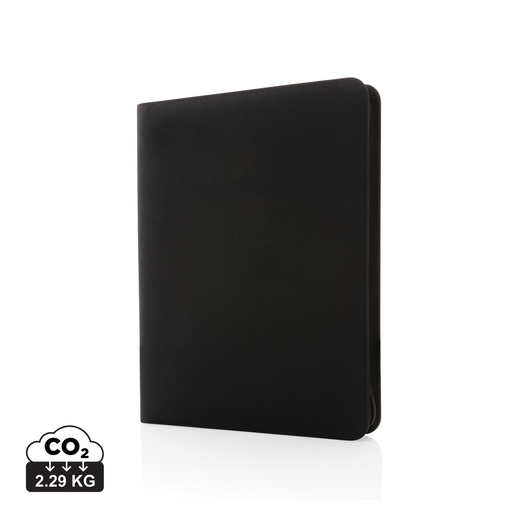 Portfolio A4 à fermeture éclair | rPET | Bloc-notes de 20 pages lignées | Beaucoup de rangement | noir