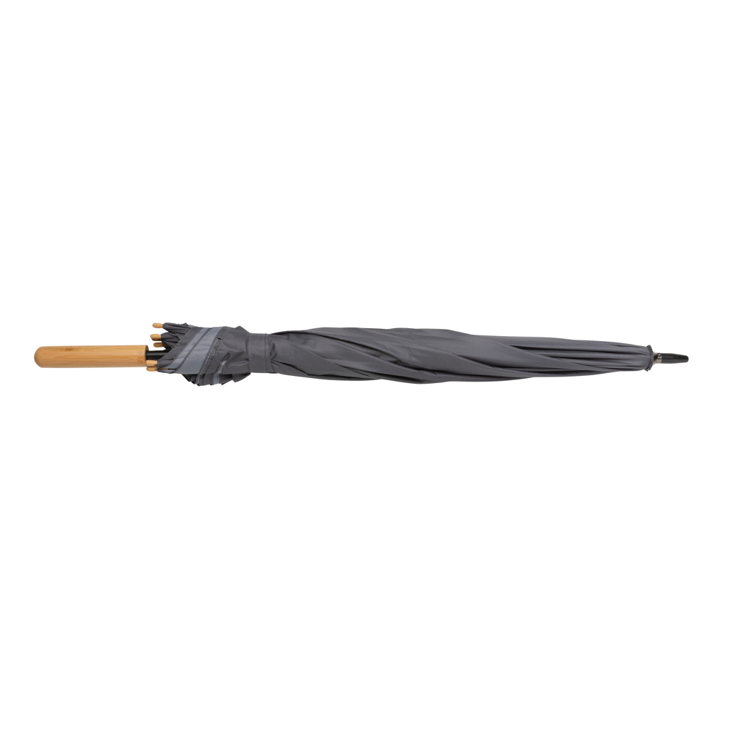 Sustainable umbrella | rPET | 23" | With bamboo handle | anthracite Sustainable umbrella | rPET | 23" | With bamboo handle | anthracite