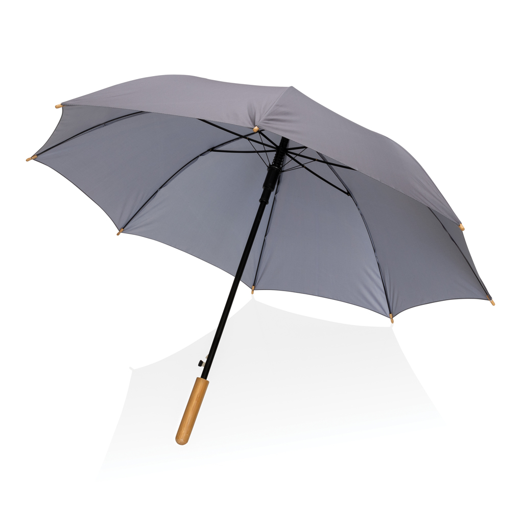 Sustainable umbrella | rPET | 23" | With bamboo handle | anthracite Sustainable umbrella | rPET | 23" | With bamboo handle | anthracite