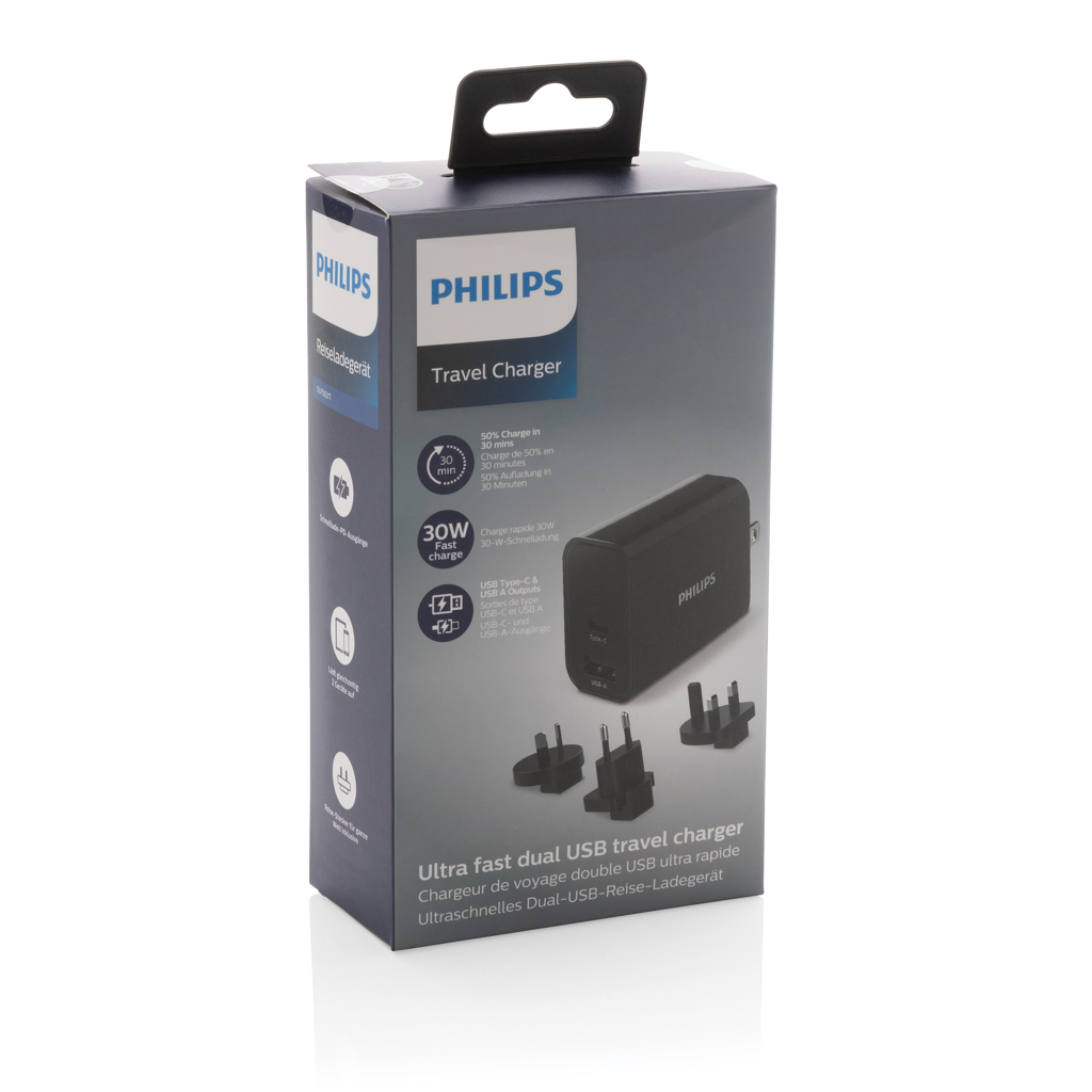 Philips travel charger | ABS | Ultra fast | 4 plugs | black Philips travel charger | ABS | Ultra fast | 4 plugs | black
