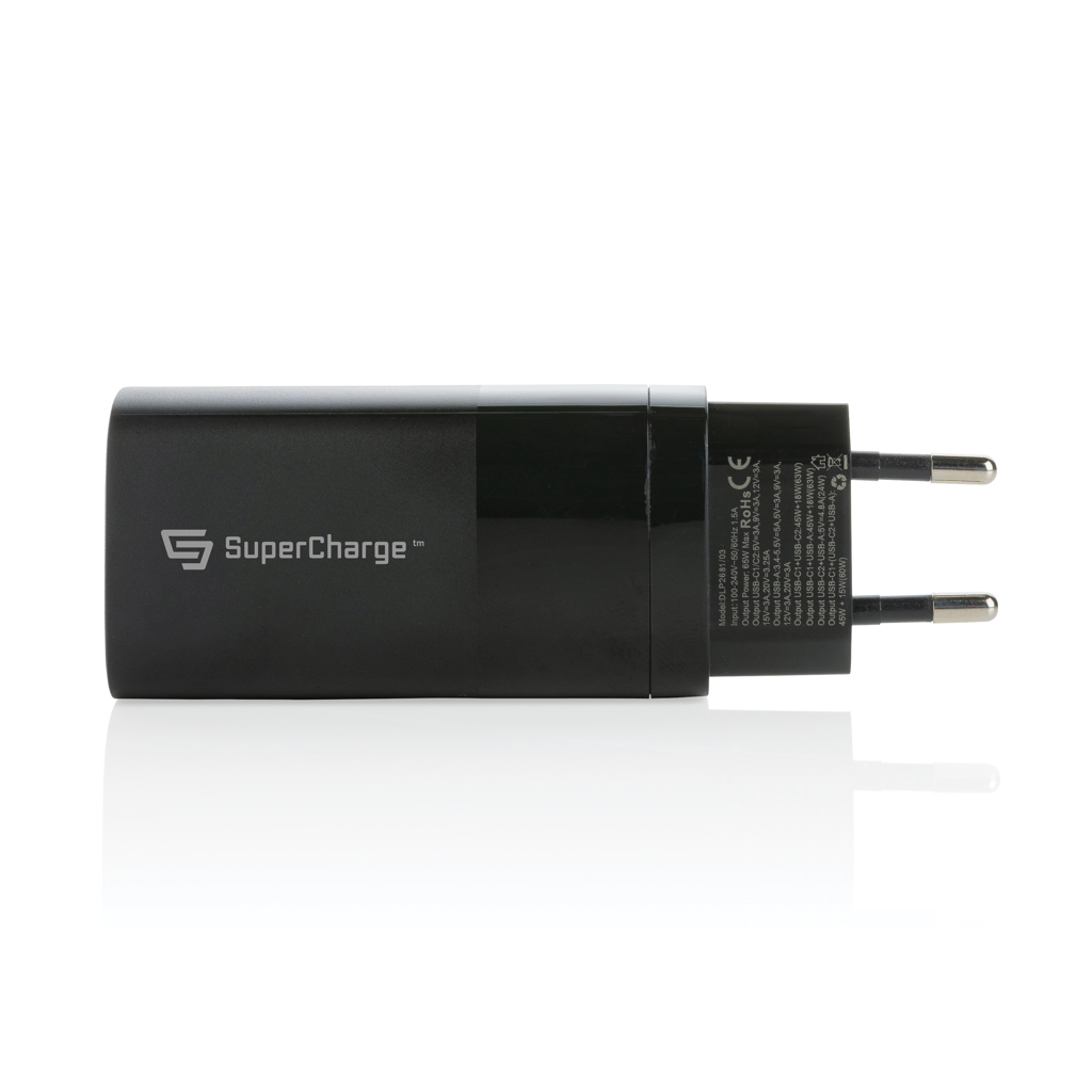 USB wall charger | Philips | ABS | 65W | 3-port USB | black