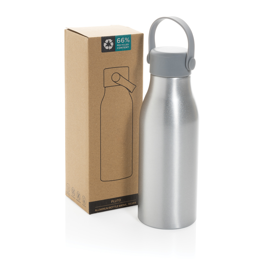 Waterfles | Gerecycled aluminium & siliconen | 680ml | Gemakkelijk mee te nemen | zilver Waterfles | Gerecycled aluminium & siliconen | 680ml | Gemakkelijk mee te nemen | zilver