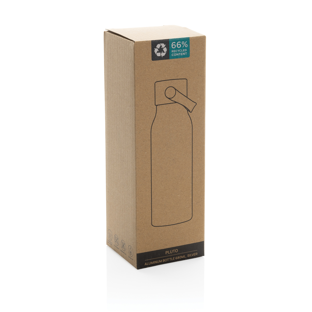 Waterfles | Gerecycled aluminium & siliconen | 680ml | Gemakkelijk mee te nemen | zilver Waterfles | Gerecycled aluminium & siliconen | 680ml | Gemakkelijk mee te nemen | zilver