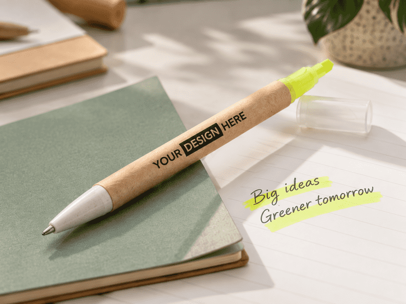 2-in-1 Karton Kugelschreiber mit Textmarker und eigener Gestaltung