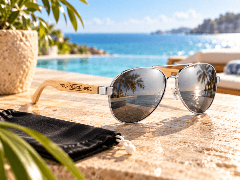 Runde Sonnenbrille mit Bambusbügeln