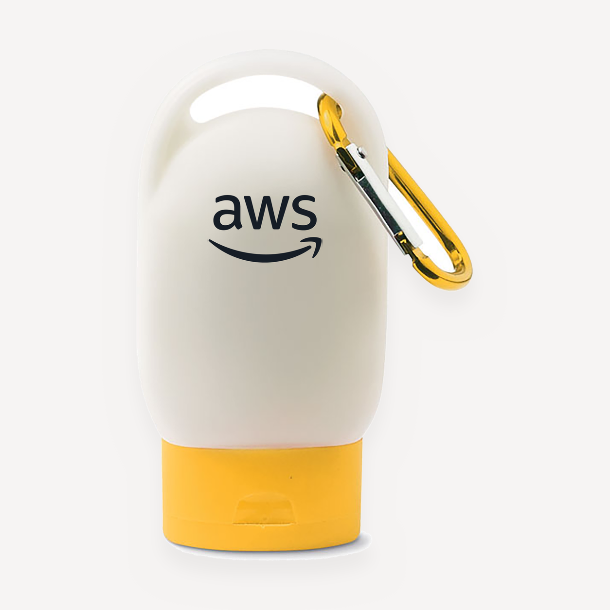 AWS branded sun cream holder with carabiner clip