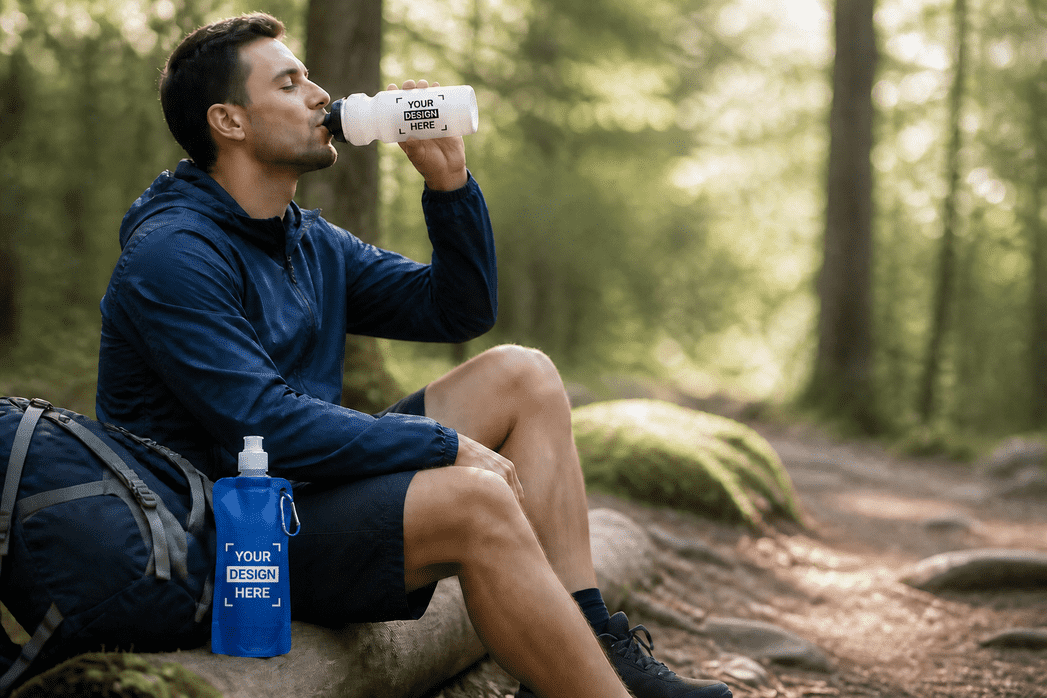 Große Ansicht einer klassischen schwarzen klassische Sportflasche