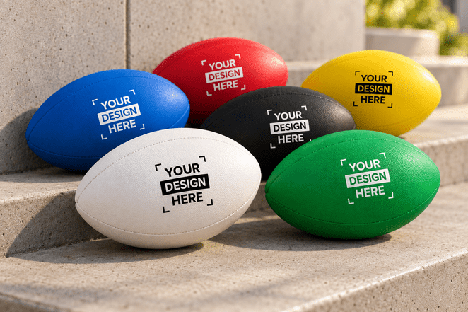 Antistress-Rugbyball aus PU mit Logo