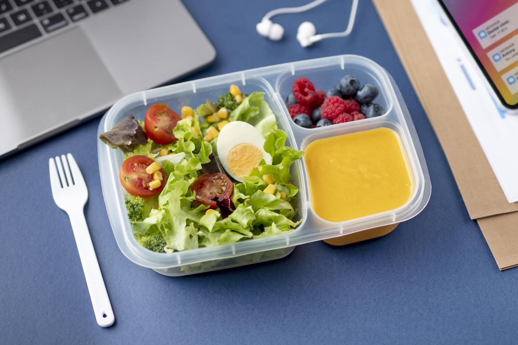 Gros plan sur la fermeture et le matériau d’une lunch box