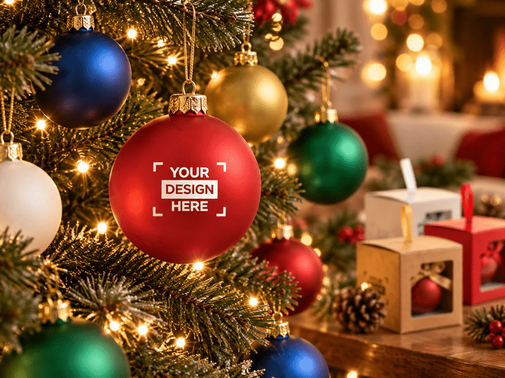 Glazen kerstbal van 60 mm met logo